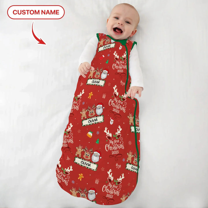 Custom Name "My Deer First's Christmas" For Girl - Sleep Bag , Custom Name "My Deer First's Christmas" For Girl - Sleep Bag - XS / 0.5 TOG
