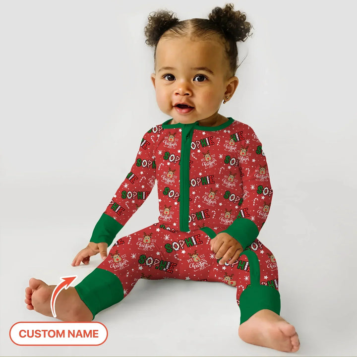 Custom Name "My First Christmas 2025" Convertible Zippy , Custom Name "My First Christmas 2025" Convertible Zippy - 0-3M