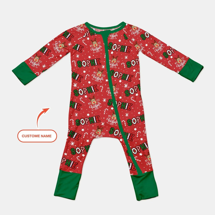 Custom Name "My First Christmas 2025" Convertible Zippy , Custom Name "My First Christmas 2025" Convertible Zippy - 0-3M