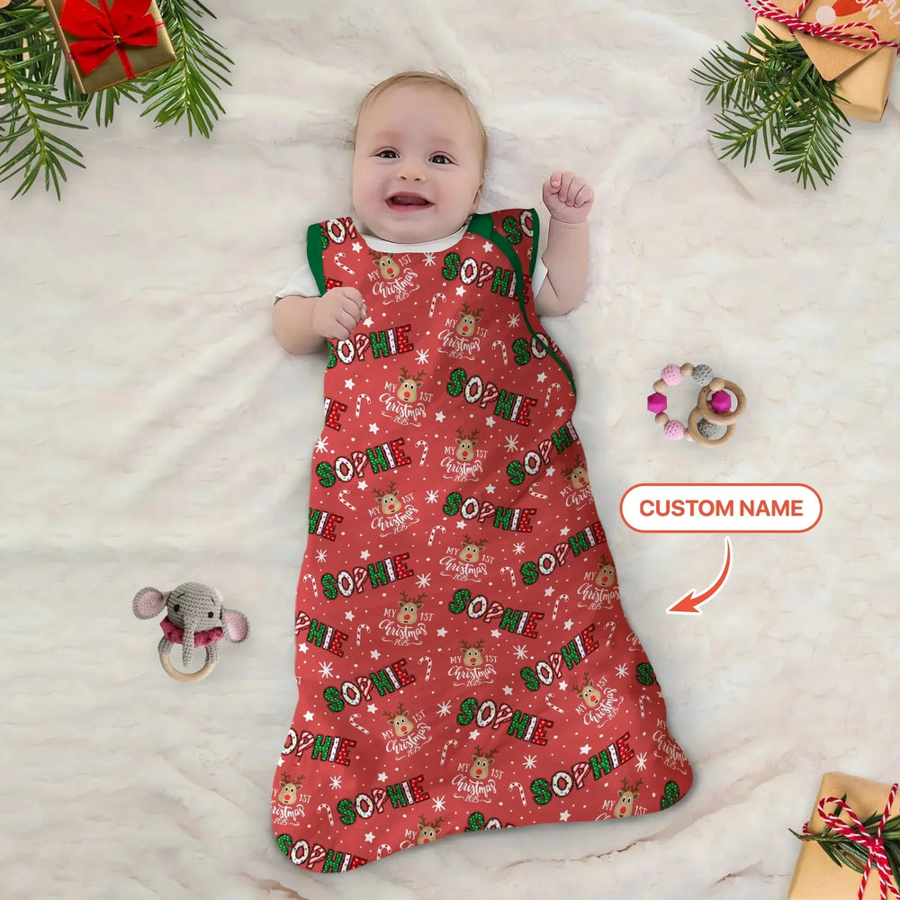 Custom Name "My First Christmas 2025" Sleep Bag , Custom Name "My First Christmas 2025" Sleep Bag - XS / 0.5 TOG