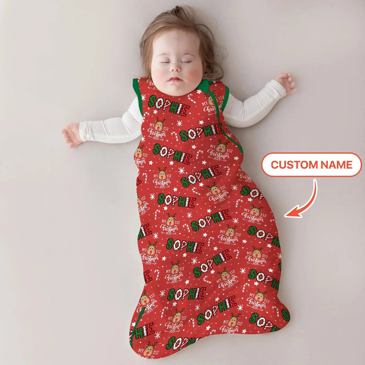 Custom Name "My First Christmas 2025" Sleep Bag , Custom Name "My First Christmas 2025" Sleep Bag - XS / 0.5 TOG