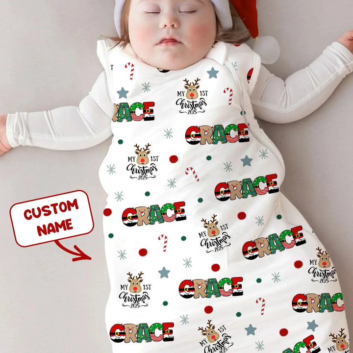 Custom Name "My First Christmas 2025" - Sleep Bag (G) , Custom Name "My First Christmas 2025" - Sleep Bag (G) - XS / 0.5 TOG