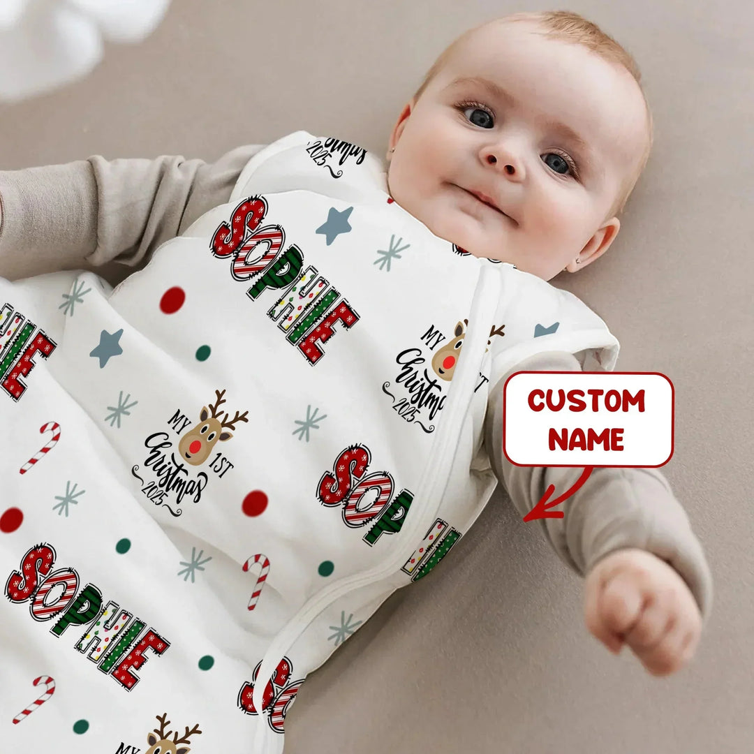 Custom Name "My First Christmas 2025" - Sleep Bag (S) , Custom Name "My First Christmas 2025" - Sleep Bag (S) - XS / 0.5 TOG