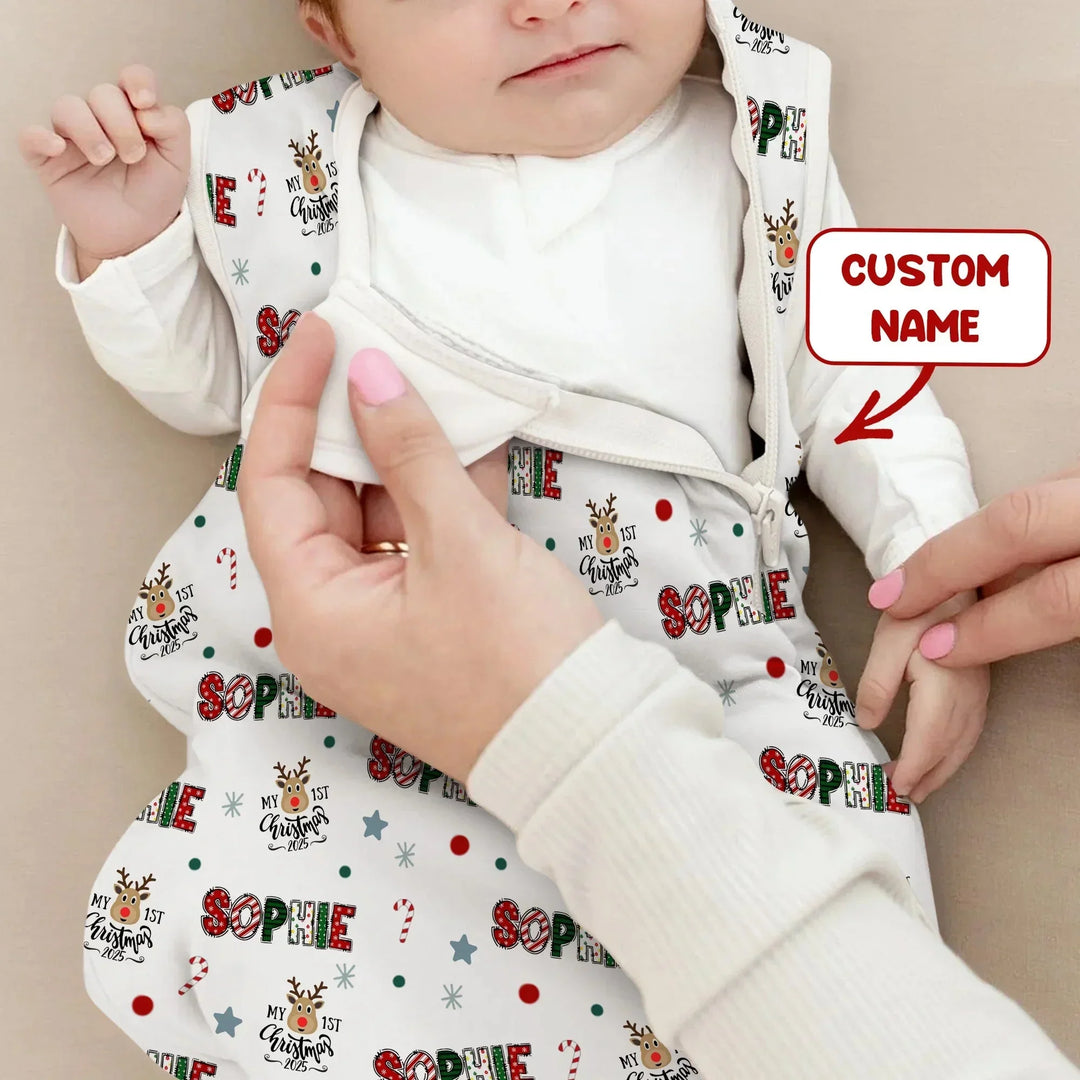 Custom Name "My First Christmas 2025" - Sleep Bag (S) , Custom Name "My First Christmas 2025" - Sleep Bag (S) - XS / 0.5 TOG