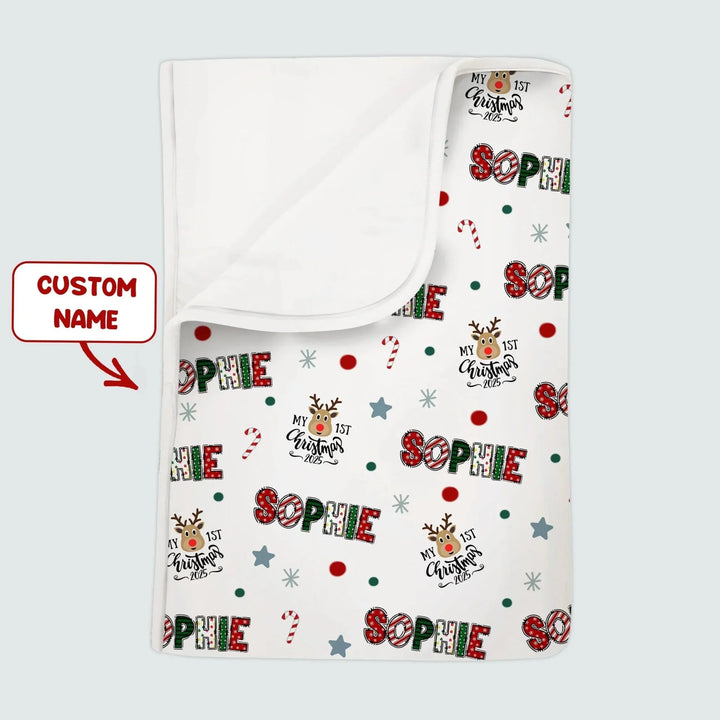 Custom Name "My First Christmas 2025" - Toddler Blanket (S) , Custom Name "My First Christmas 2025" - Toddler Blanket (S) - Default Title