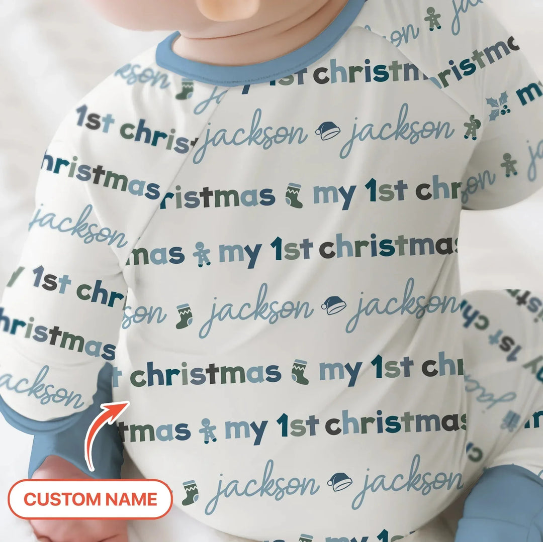 Custom Name My First Christmas Color Mood Convertible Zippy , Custom Name My First Christmas Color Mood Convertible Zippy - 0-3M