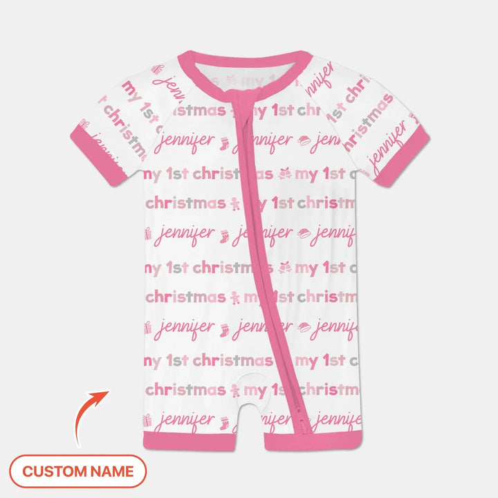 Custom Name My First Christmas Color Mood Shorty Zippy , Custom Name My First Christmas Color Mood Shorty Zippy - 0-3M