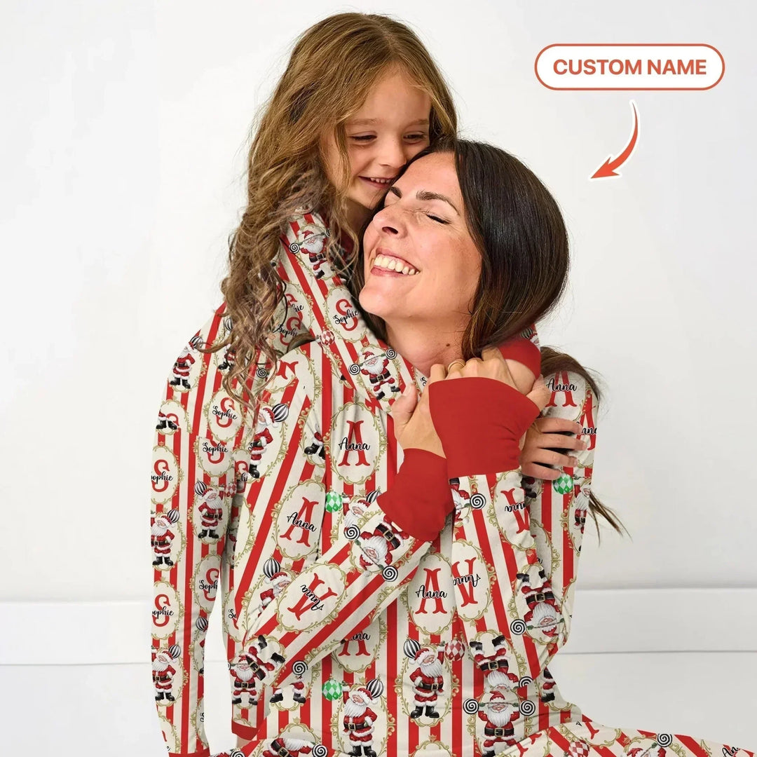 Custom Name Santa Stripes Men's Pajama Set , Custom Name Santa Stripes Men's Pajama Set - Only Shirt / XS