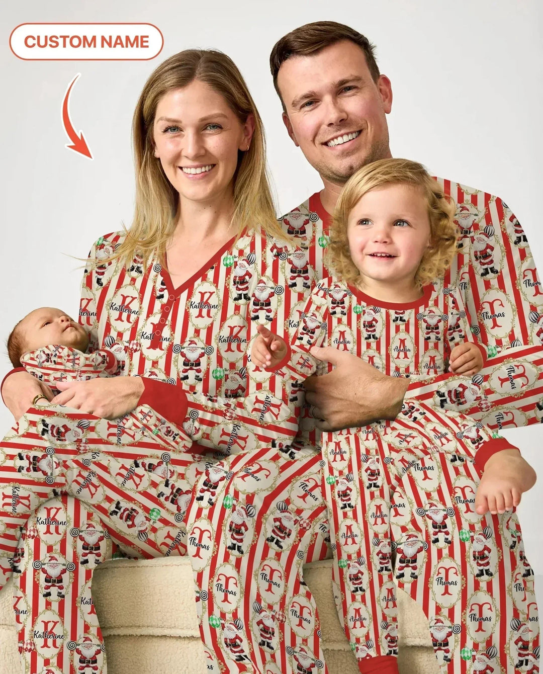 Custom Name Santa Stripes Men's Pajama Set , Custom Name Santa Stripes Men's Pajama Set - Only Shirt / XS