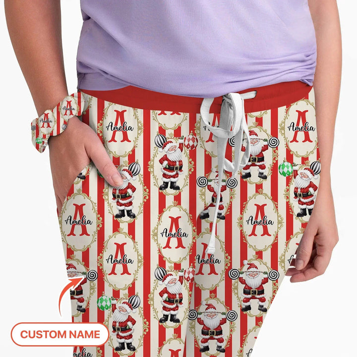 Custom Name Santa Stripes Women Pajama Set , Custom Name Santa Stripes Women Pajama Set - Only Shirt / S