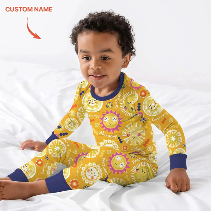 Custom Name Solar Dream Two Piece Long Sleeve Pajama Set , Custom Name Solar Dream Two Piece Long Sleeve Pajama Set - 12-18M