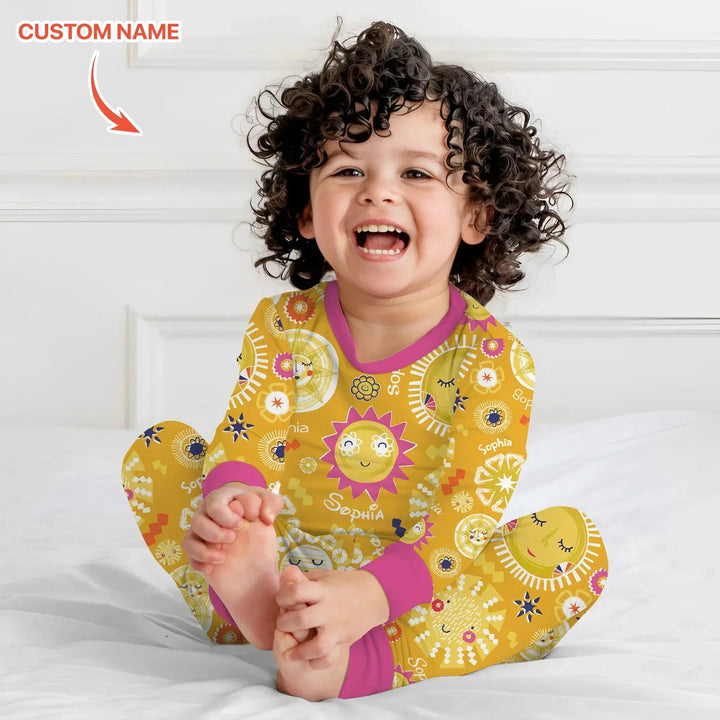 Custom Name Solar Dream Two Piece Long Sleeve Pajama Set , Custom Name Solar Dream Two Piece Long Sleeve Pajama Set - 12-18M