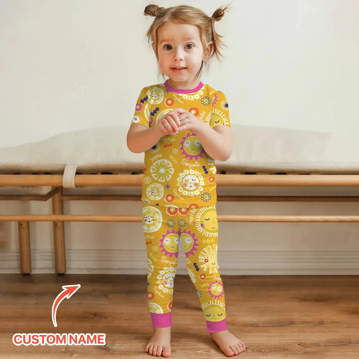 Custom Name Solar Dream Two Piece Short Sleeve Pajama Set , Custom Name Solar Dream Two Piece Short Sleeve Pajama Set - 12-18M