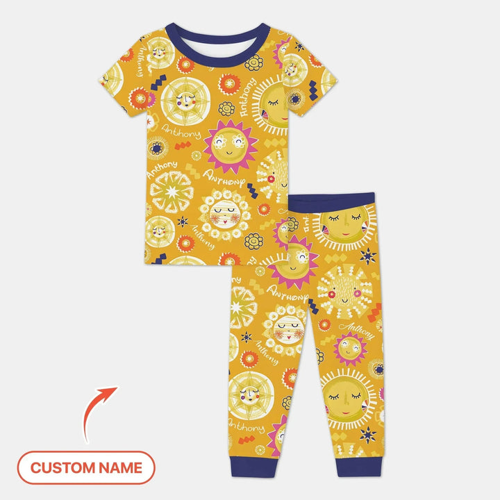 Custom Name Solar Dream Two Piece Short Sleeve Pajama Set , Custom Name Solar Dream Two Piece Short Sleeve Pajama Set - 12-18M