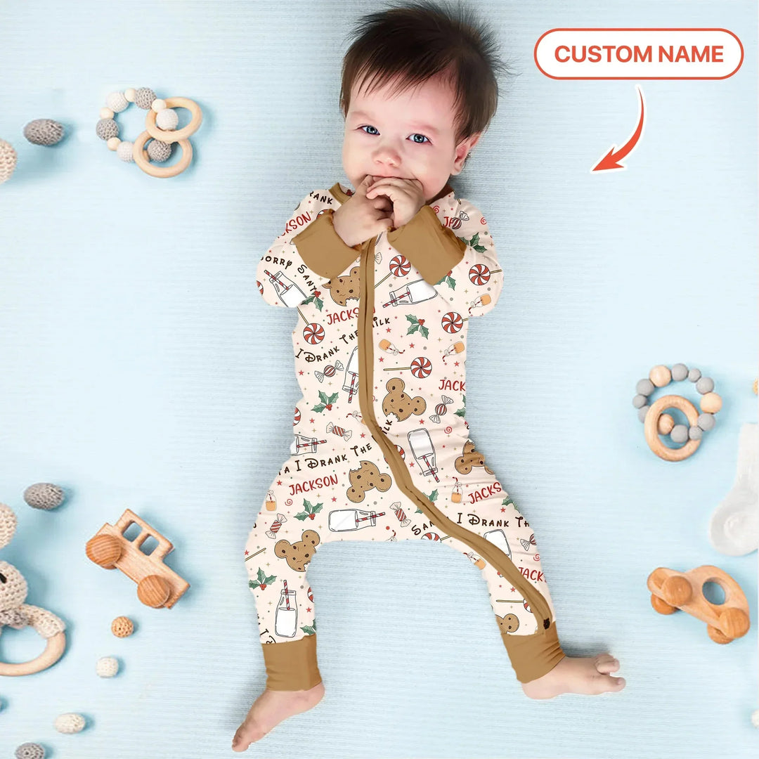 Custom Name Sorry Santa I Drank The Milk Convertible Zippy , Custom Name Sorry Santa I Drank The Milk Convertible Zippy - 0-3M