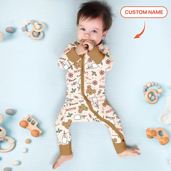 Custom Name Sorry Santa I Drank The Milk Convertible Zippy , Custom Name Sorry Santa I Drank The Milk Convertible Zippy - 0-3M