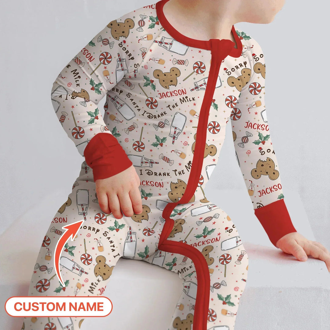 Custom Name Sorry Santa I Drank The Milk Convertible Zippy , Custom Name Sorry Santa I Drank The Milk Convertible Zippy - 0-3M