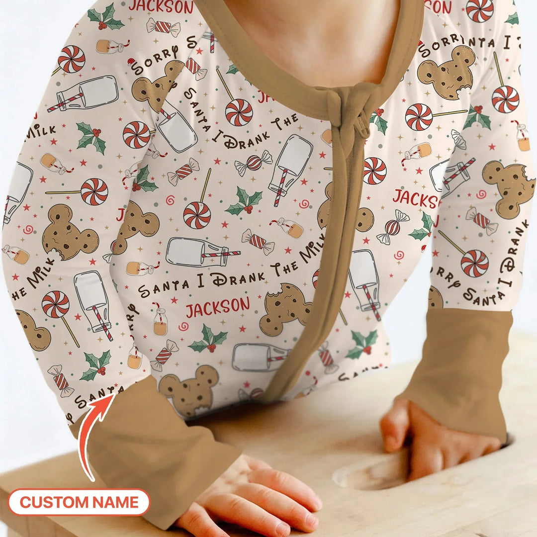 Custom Name Sorry Santa I Drank The Milk Convertible Zippy , Custom Name Sorry Santa I Drank The Milk Convertible Zippy - 0-3M