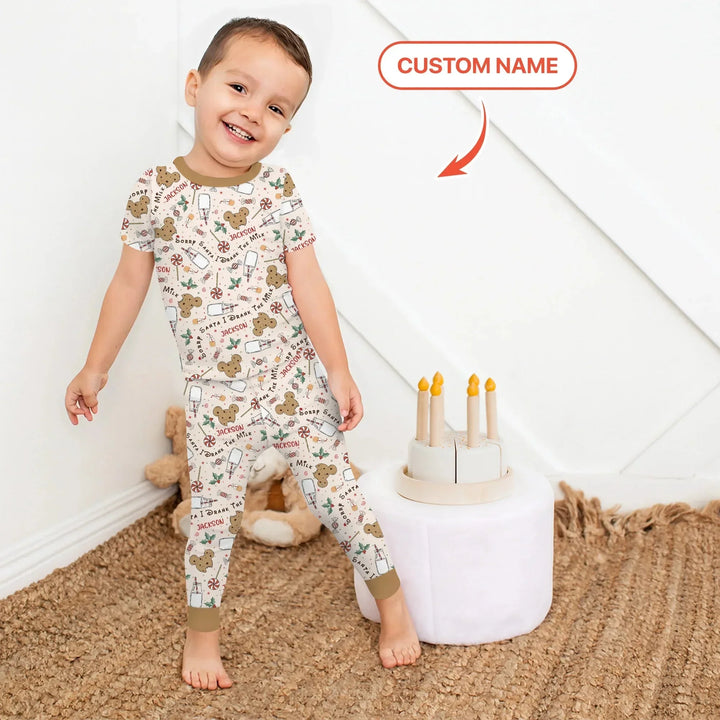 Custom Name Sorry Santa I Drank The Milk Two Piece Short Sleeve Pajama Set , Custom Name Sorry Santa I Drank The Milk Two Piece Short Sleeve Pajama Set - 12-18M