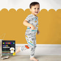 Custom Name Spooky Colorable Halloween Two Piece Short Sleeve Pajama Set , Custom Name Spooky Colorable Halloween Two Piece Short Sleeve Pajama Set - 3T