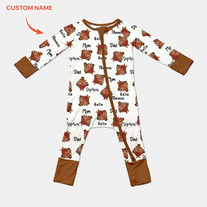 Custom Name Thanksgiving Family Matching Convertible Zippy , Custom Name Thanksgiving Family Matching Convertible Zippy - 0-3M