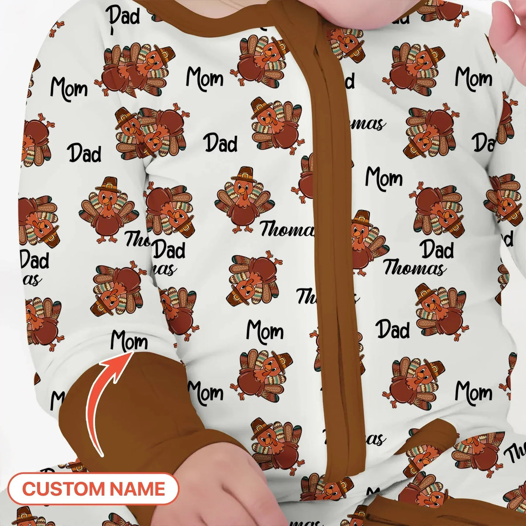 Custom Name Thanksgiving Family Matching Convertible Zippy , Custom Name Thanksgiving Family Matching Convertible Zippy - 0-3M