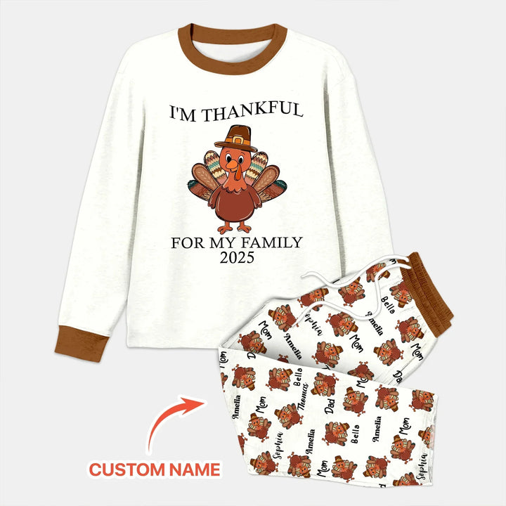 Custom Name Thanksgiving Family Matching Men's Pajama Set , Custom Name Thanksgiving Family Matching Men's Pajama Set - Only Shirt / XS
