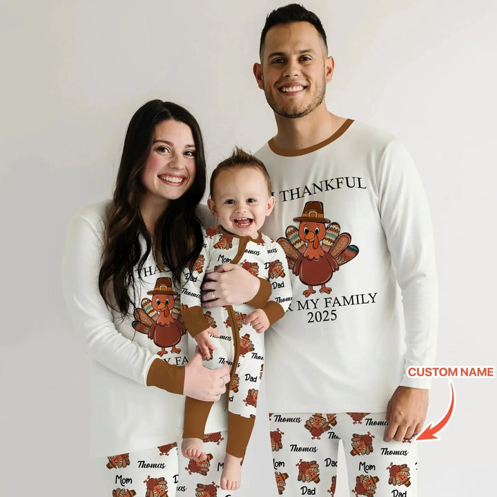 Custom Name Thanksgiving Family Matching Shorty Zippy , Custom Name Thanksgiving Family Matching Shorty Zippy - 0-3M