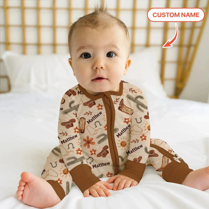 Custom Name Western Cowboy Stuff Convertible Zippy , Custom Name Western Cowboy Stuff Convertible Zippy - 0-3M