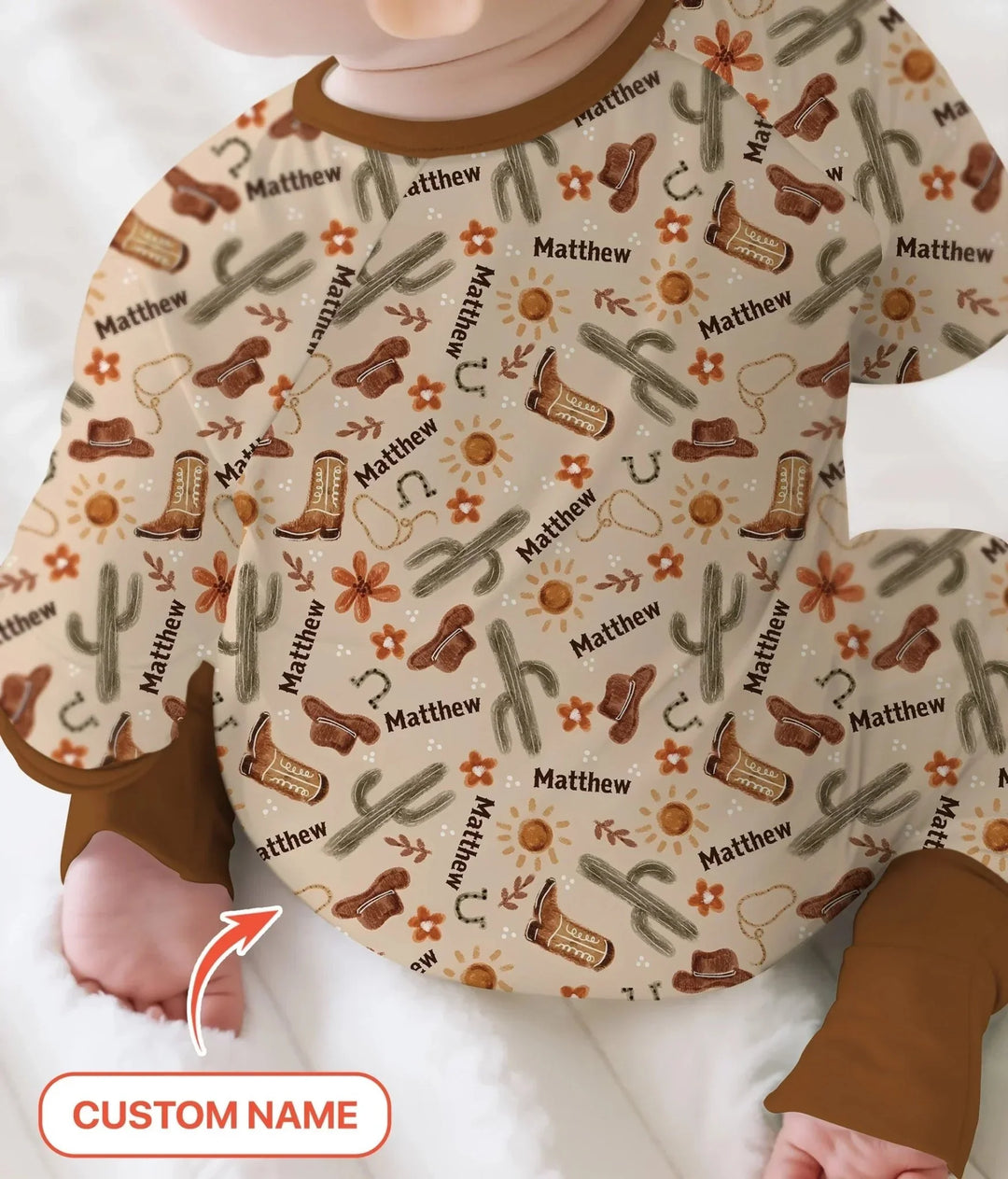 Custom Name Western Cowboy Stuff Convertible Zippy , Custom Name Western Cowboy Stuff Convertible Zippy - 0-3M