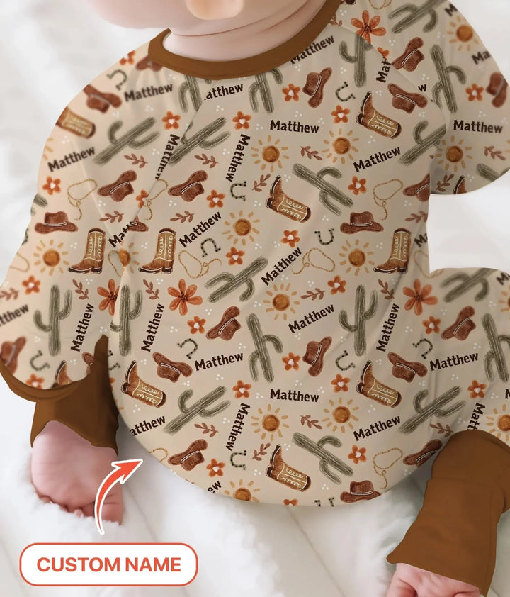 Custom Name Western Cowboy Stuff Convertible Zippy , Custom Name Western Cowboy Stuff Convertible Zippy - 0-3M