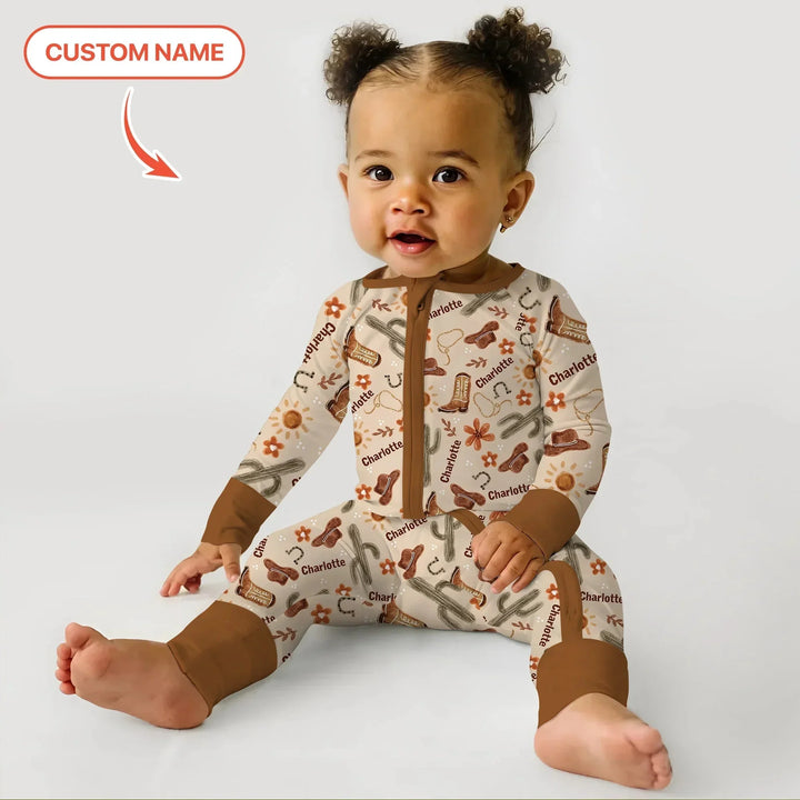 Custom Name Western Cowboy Stuff Convertible Zippy , Custom Name Western Cowboy Stuff Convertible Zippy - 0-3M