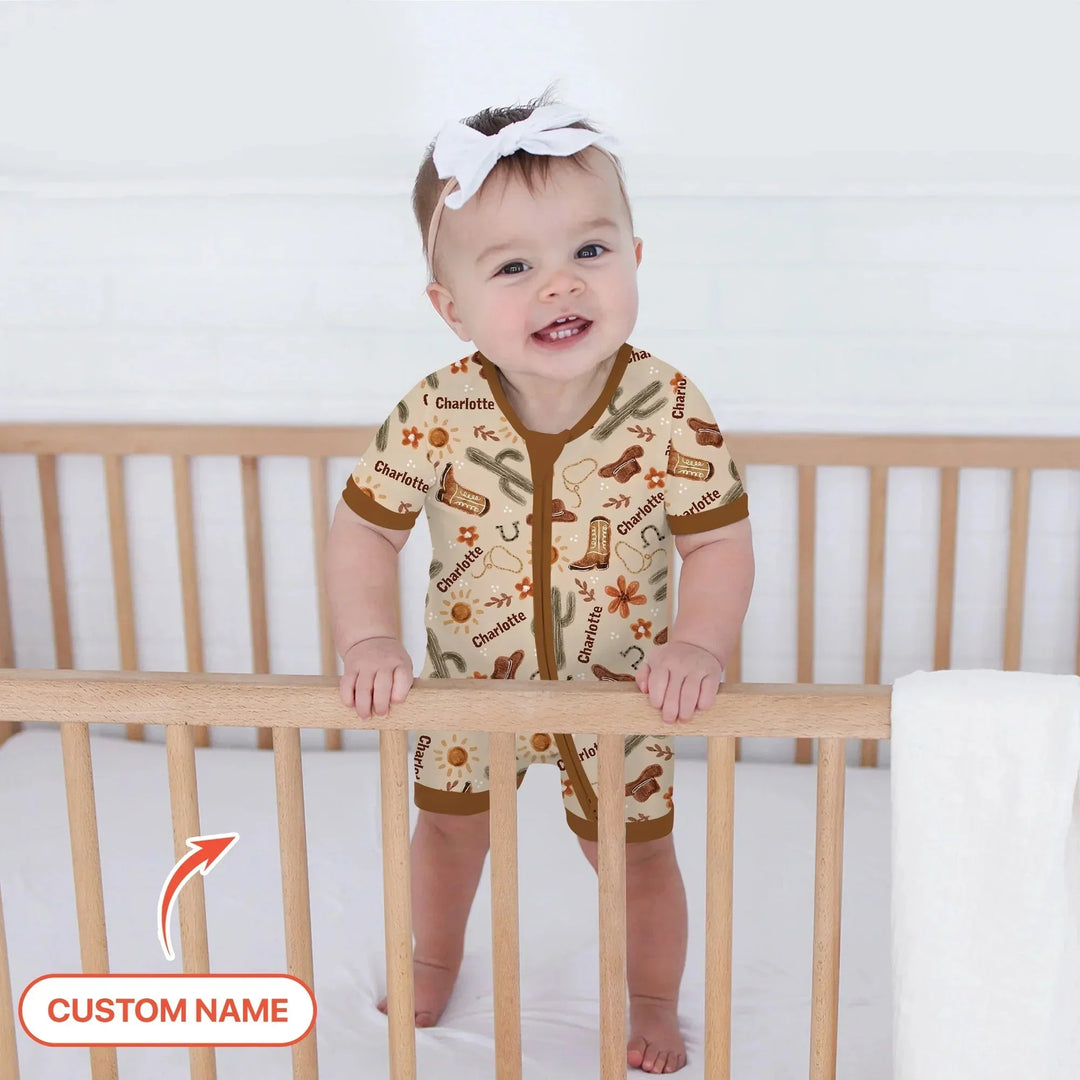 Custom Name Western Cowboy Stuff Shorty Zippy , Custom Name Western Cowboy Stuff Shorty Zippy - 0-3M