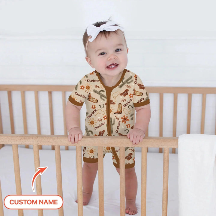 Custom Name Western Cowboy Stuff Shorty Zippy , Custom Name Western Cowboy Stuff Shorty Zippy - 0-3M