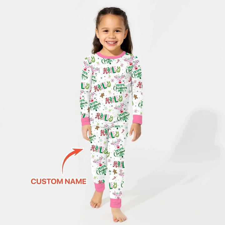 Custom Name "Whimsical Little Things" Two Piece Long Sleeve Pajama Set , Custom Name "Whimsical Little Things" Two Piece Long Sleeve Pajama Set - 12-18M