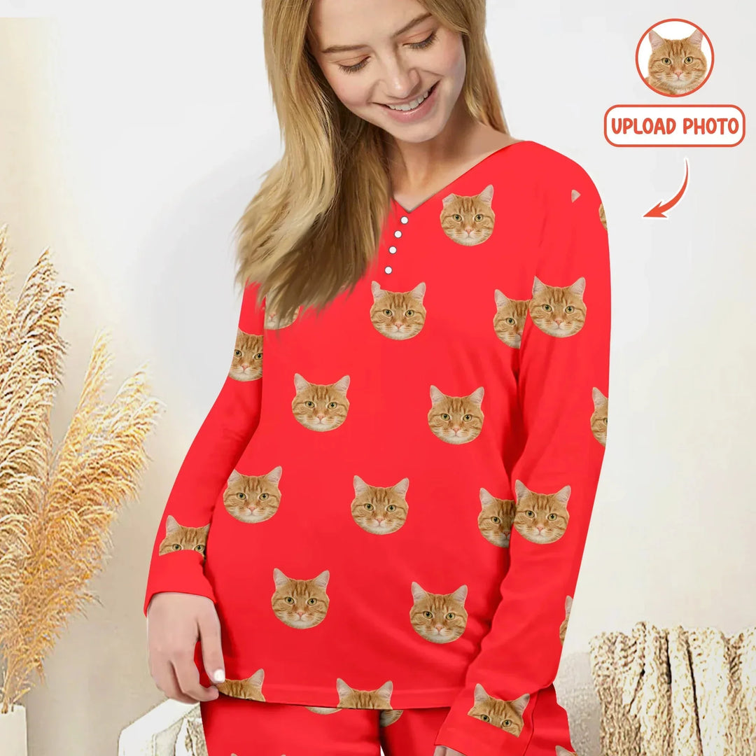 Custom Pet Face Photo Women Pajama Set For Christmas , Custom Pet Face Photo Women Pajama Set For Christmas - Only Shirt / S