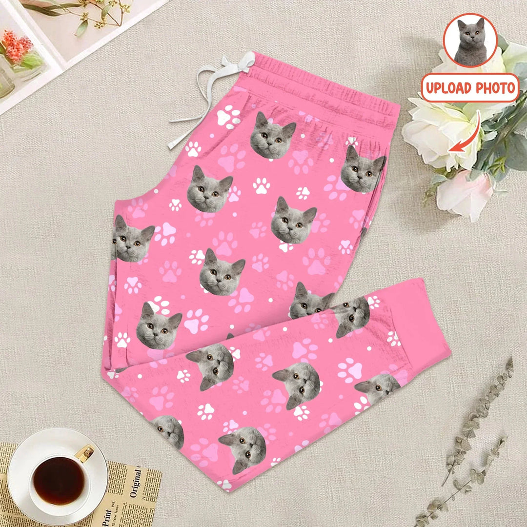 Custom Pet Face Photo Women Pajama Set For Christmas , Custom Pet Face Photo Women Pajama Set For Christmas - Only Pants / S