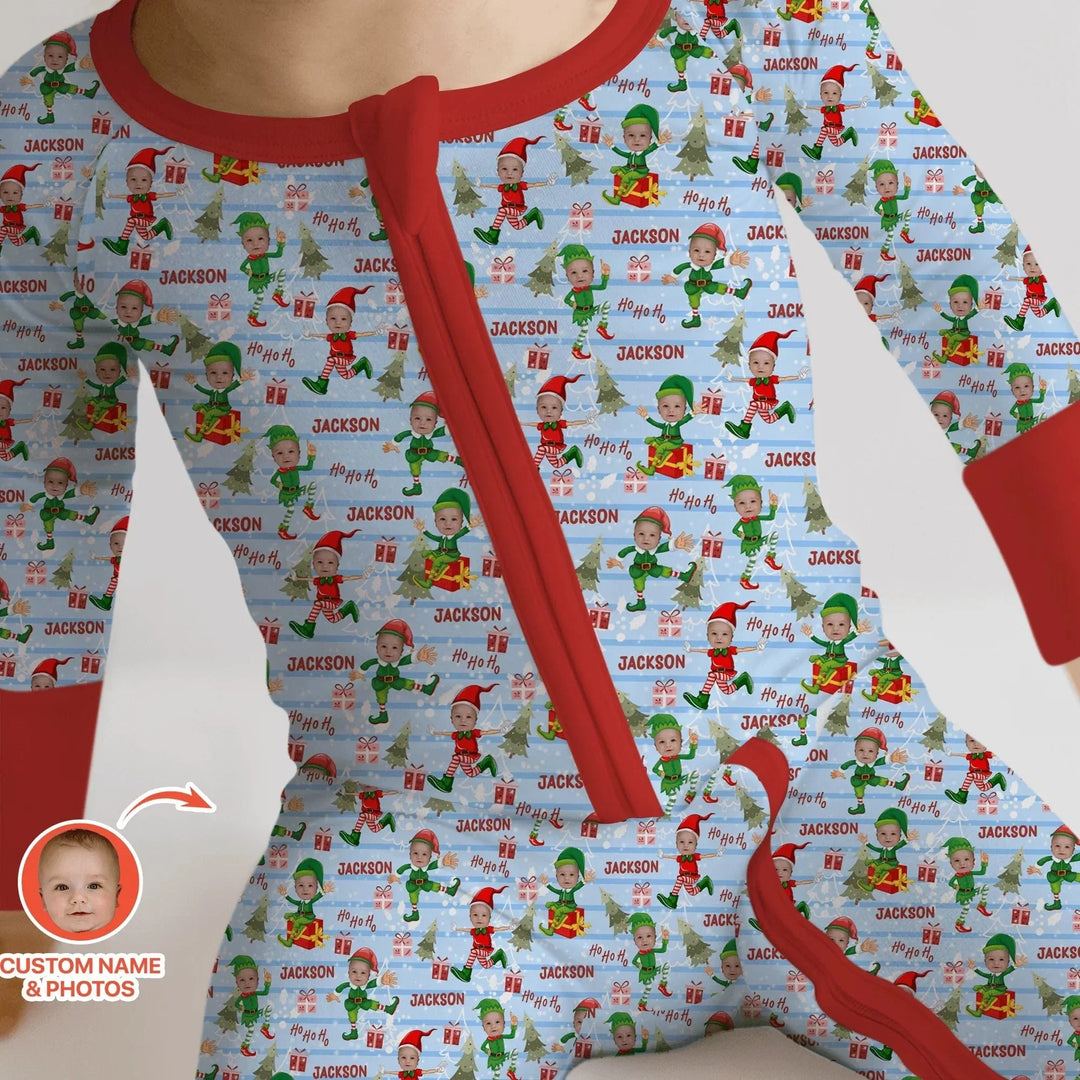 Custom Photo Baby Christmas Elf Convertible Zippy , Custom Photo Baby Christmas Elf Convertible Zippy - 0-3M