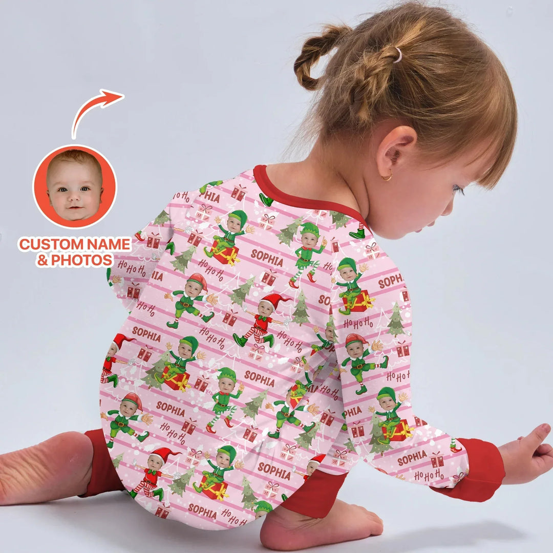 Custom Photo Baby Christmas Elf Convertible Zippy , Custom Photo Baby Christmas Elf Convertible Zippy - 0-3M
