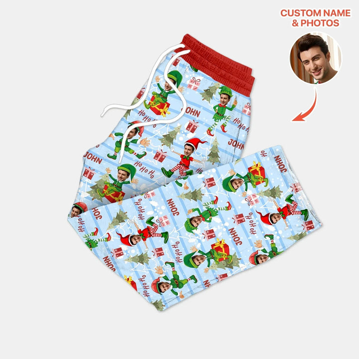Custom Photo Baby Christmas Elf Men's Pajama Set , Custom Photo Baby Christmas Elf Men's Pajama Set - Only Pants / XS