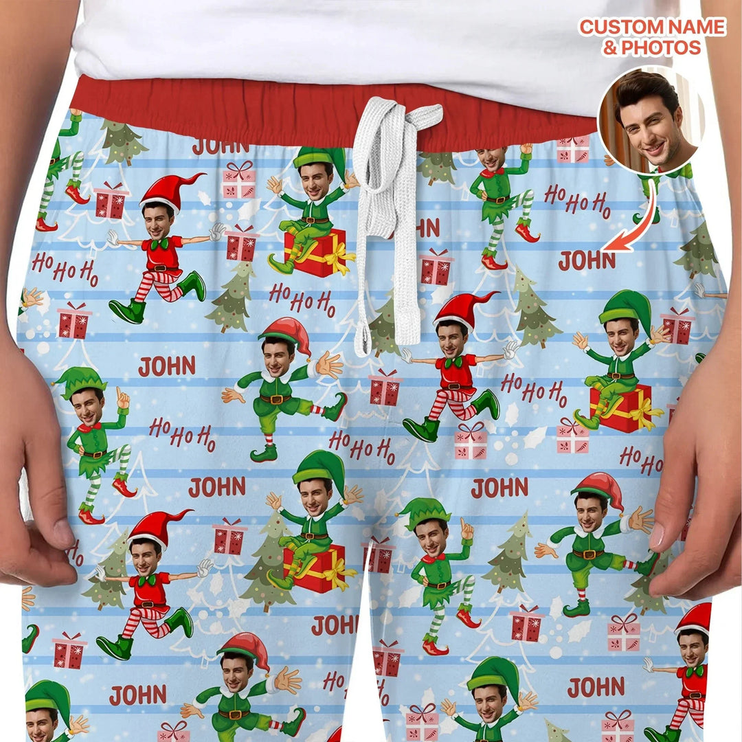 Custom Photo Baby Christmas Elf Men's Pajama Set , Custom Photo Baby Christmas Elf Men's Pajama Set - Only Shirt / XS