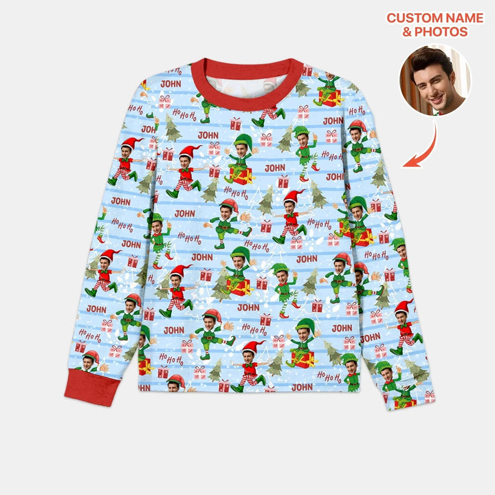 Custom Photo Baby Christmas Elf Men's Pajama Set , Custom Photo Baby Christmas Elf Men's Pajama Set - Only Shirt / XS