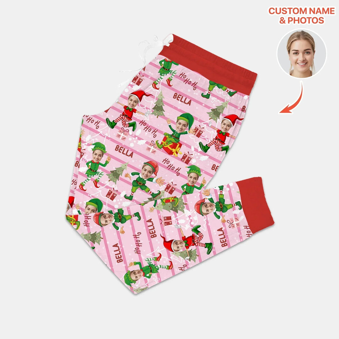 Custom Photo Baby Christmas Elf Women Pajama Set , Custom Photo Baby Christmas Elf Women Pajama Set - Only Pants / S