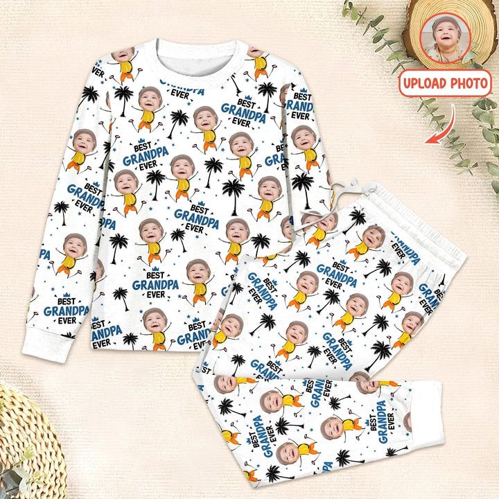 Custom Photo Best Dad Grandpa Eve Two Piece Long Sleeve Pajama Set For Christmas , Custom Photo Best Dad Grandpa Eve Two Piece Long Sleeve Pajama Set For Christmas - 12-18M