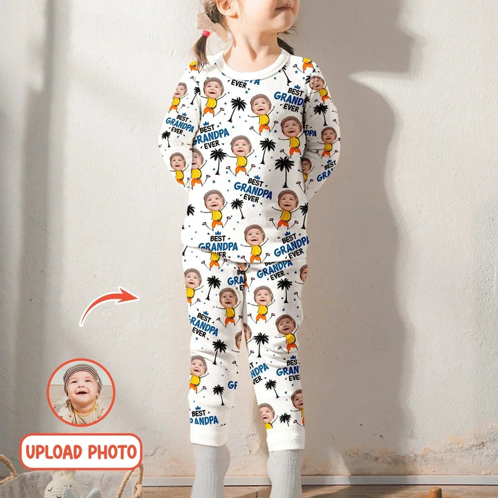Custom Photo Best Dad Grandpa Eve Two Piece Long Sleeve Pajama Set For Christmas , Custom Photo Best Dad Grandpa Eve Two Piece Long Sleeve Pajama Set For Christmas - 12-18M