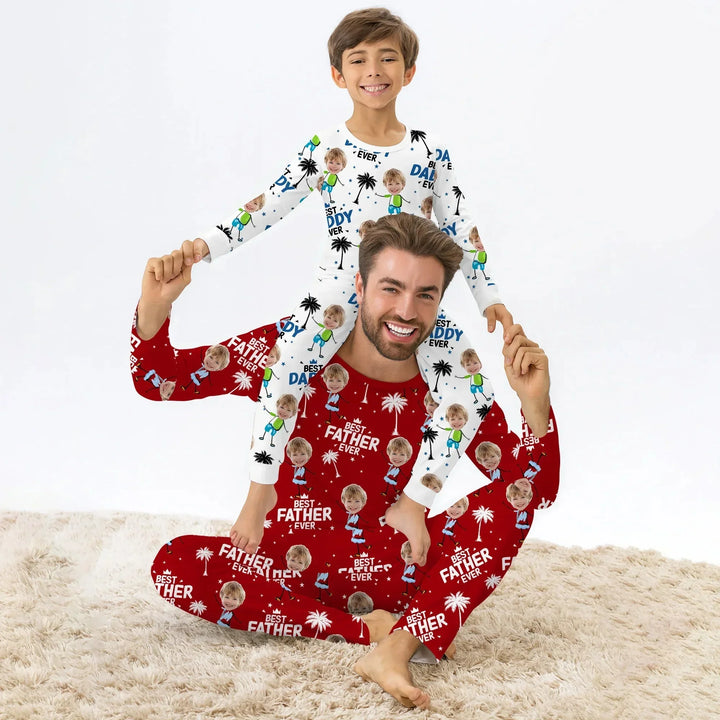 Custom Photo Best Dad Grandpa Ever Men's Pajama Set For Christmas , Custom Photo Best Dad Grandpa Ever Men's Pajama Set For Christmas - Only Shirt / XS