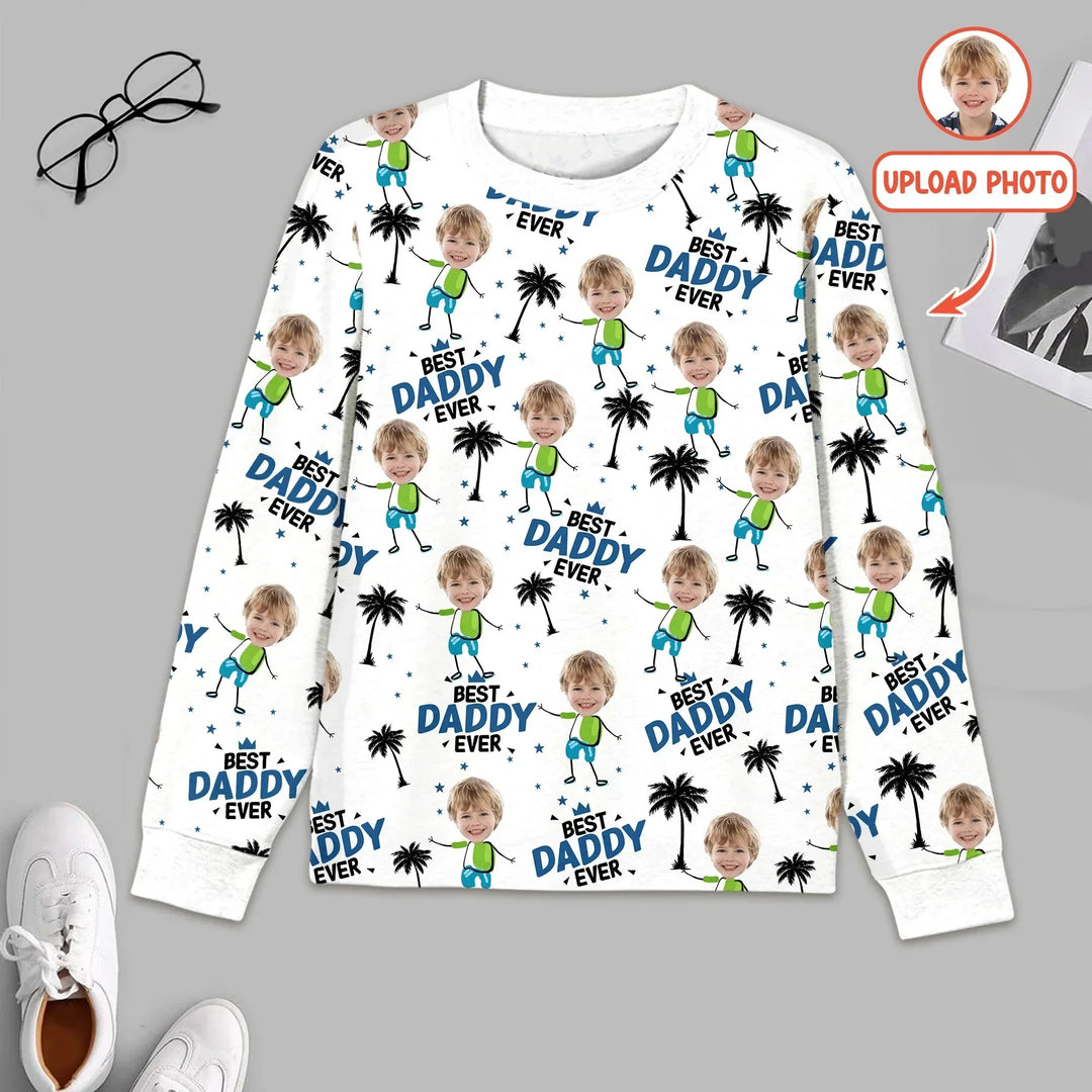 Custom Photo Best Dad Grandpa Ever Men's Pajama Set For Christmas , Custom Photo Best Dad Grandpa Ever Men's Pajama Set For Christmas - Only Shirt / XS