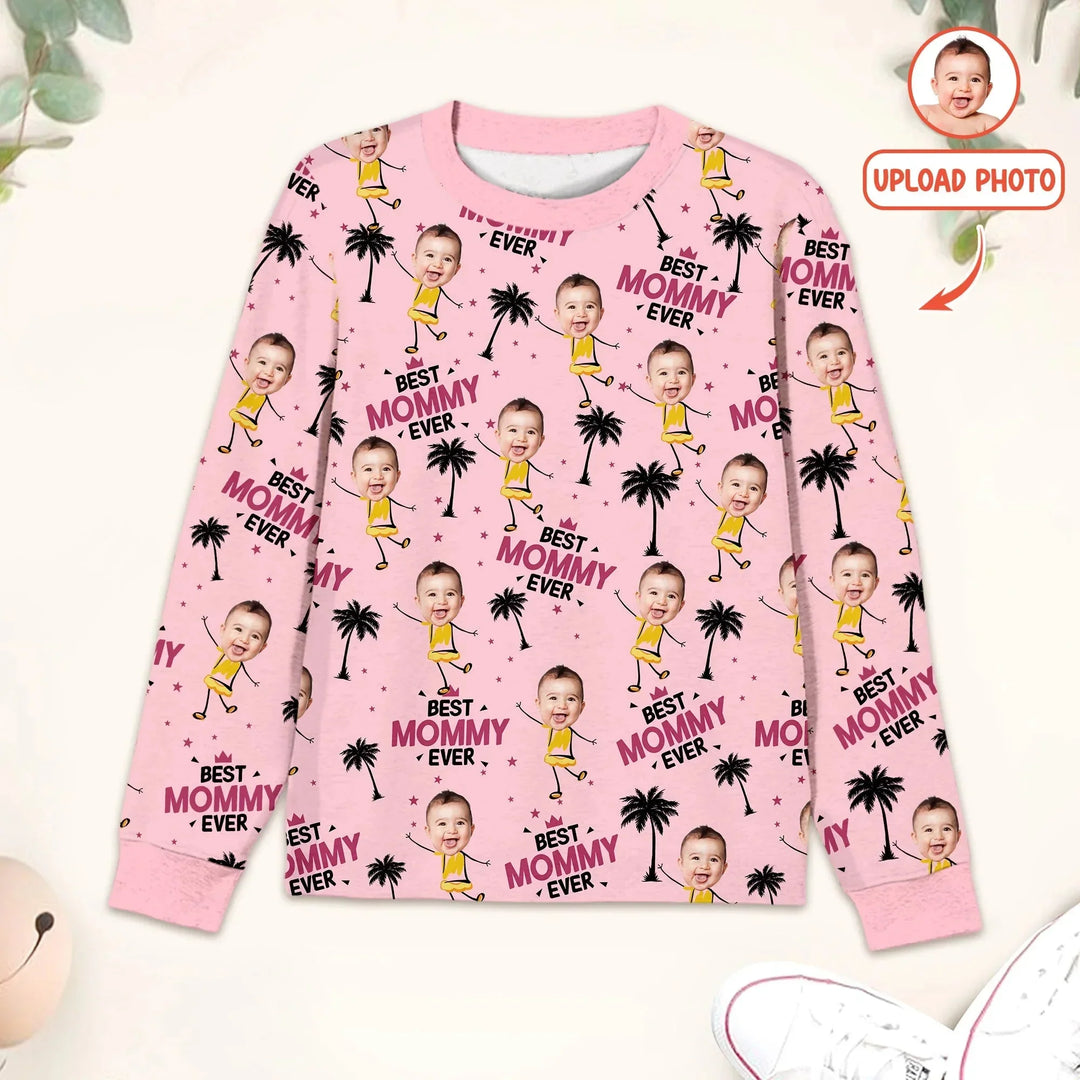 Custom Photo Best Mom Nana Ever Two Piece Long Sleeve Pajama Set For Christmas , Custom Photo Best Mom Nana Ever Two Piece Long Sleeve Pajama Set For Christmas - 12-18M