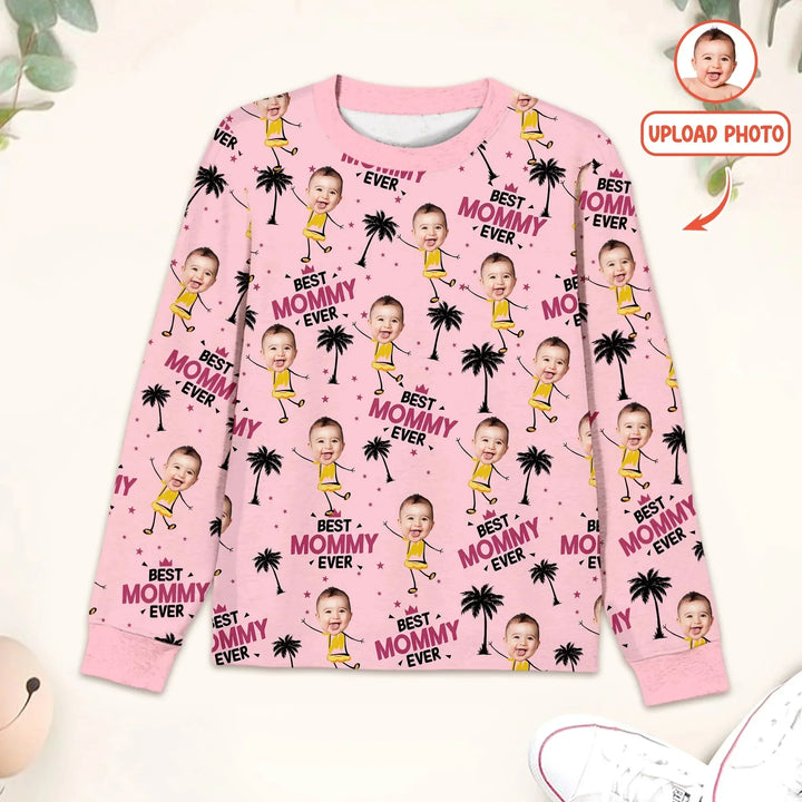 Custom Photo Best Mom Nana Ever Two Piece Long Sleeve Pajama Set For Christmas , Custom Photo Best Mom Nana Ever Two Piece Long Sleeve Pajama Set For Christmas - 12-18M