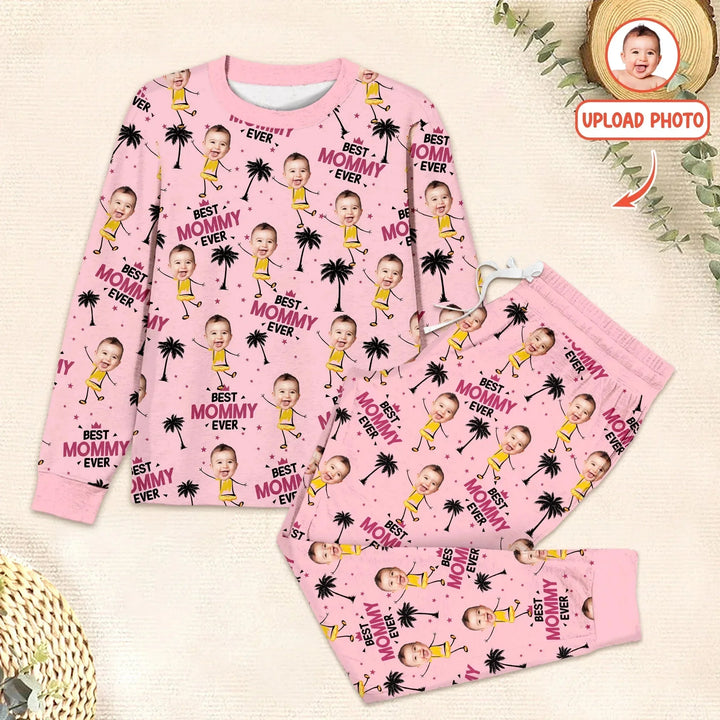 Custom Photo Best Mom Nana Ever Two Piece Long Sleeve Pajama Set For Christmas , Custom Photo Best Mom Nana Ever Two Piece Long Sleeve Pajama Set For Christmas - 12-18M